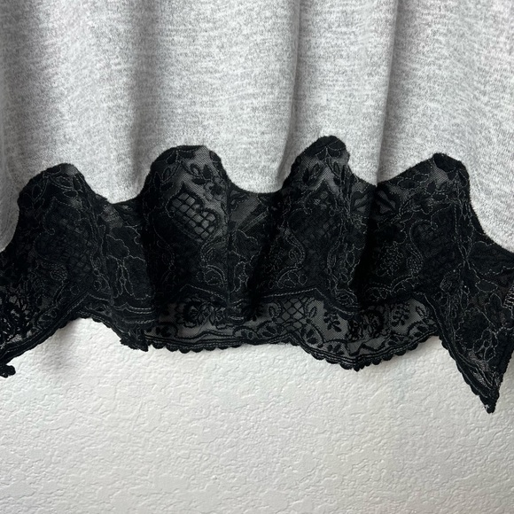 Maurice’s Gray Knit Long Sleeve Top Black Lace hem - Picture 5 of 11